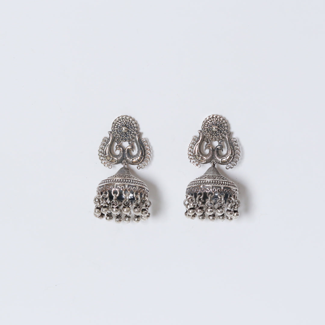 Oxidised Peacock Jhumka-2