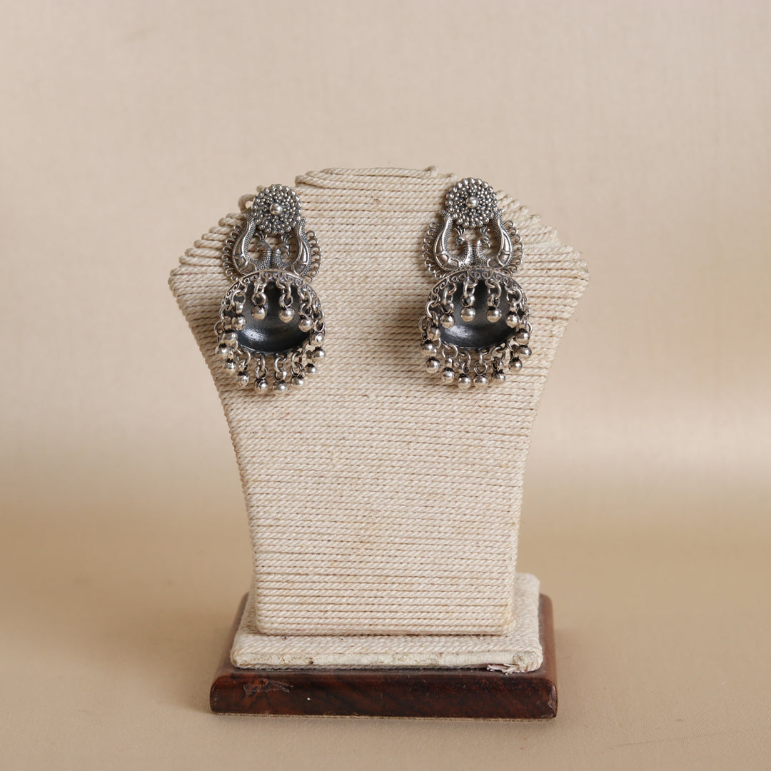 Oxidised Peacock Jhumka-3