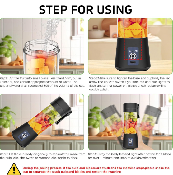 6 Blade Usb Juicer Bottle-Portable